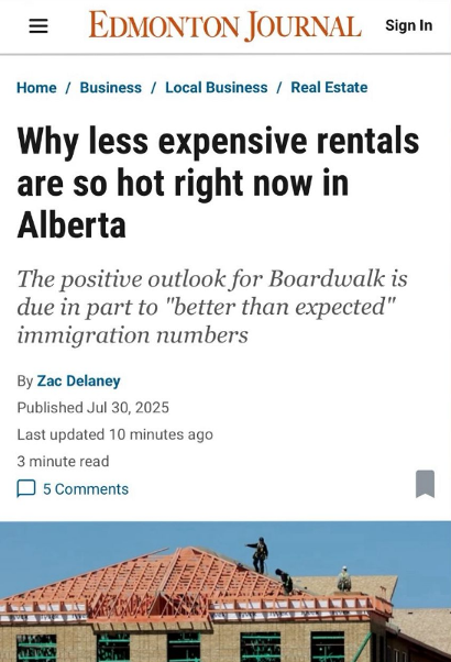 Edmonton Journal: Why less expensive rentals are so hot in Alberta