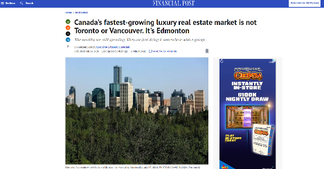 Financial Post: Canada's fastest-growing luxury real estate market is Edmonton